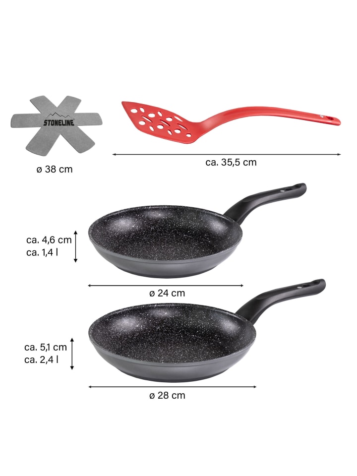 Stoneline Pfannen-Set 6-teilig mit Magnet Griff | ohne Deckel in Anthrazit günstig kaufen onesize