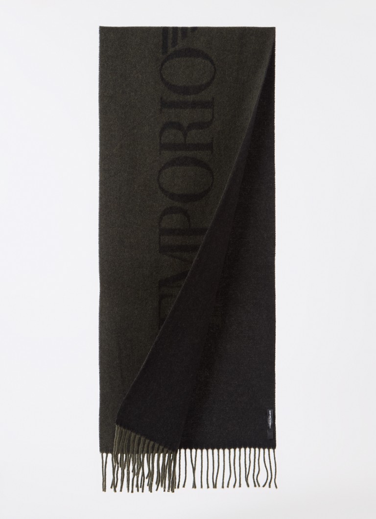 Emporio Armani Wool scarf with logo print 190 x 35 cm