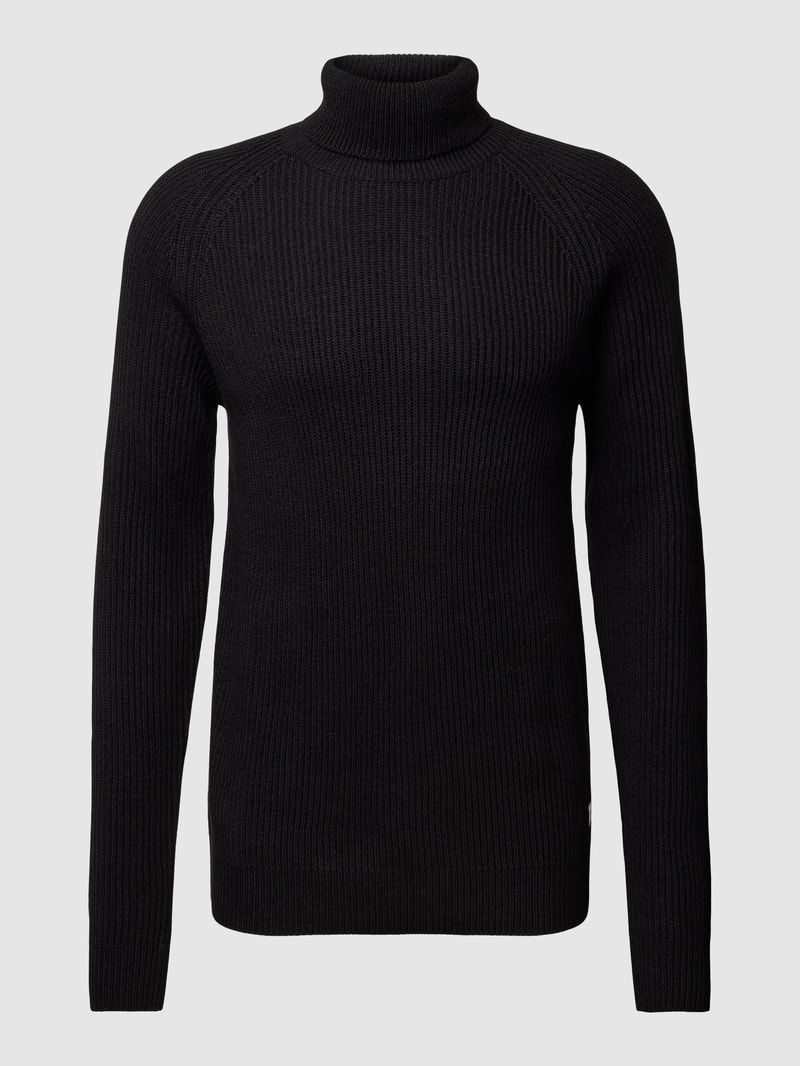 Rollkragenpullover mit Label-Detail Modell 'PANNEL' in schwarz