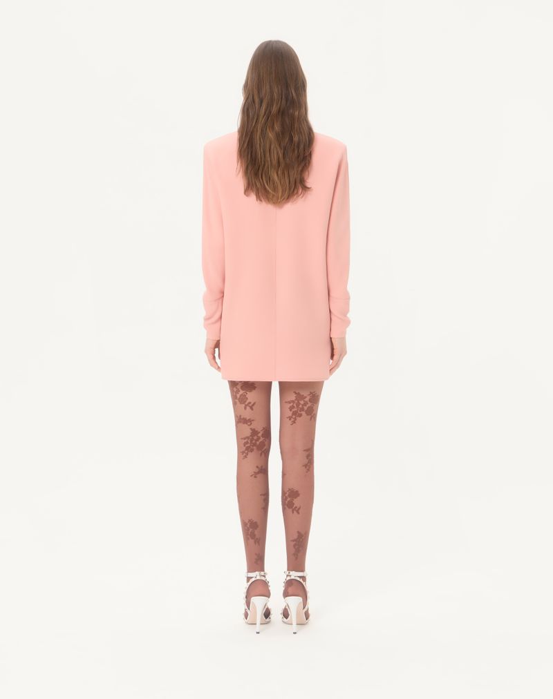 Vestido curto bordado em cady de alta costura
