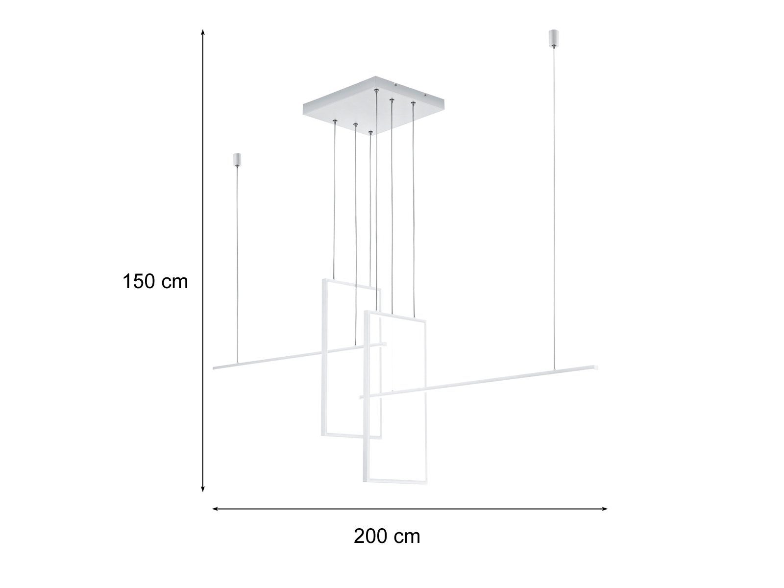TRIO LED Pendelleuchte, Dimmfunktion, LED fest integriert, Warmweiß bis Neutralweiß, groß-e Designer Lampe-n hängend für übern Esstisch, 200cm, Schwarz