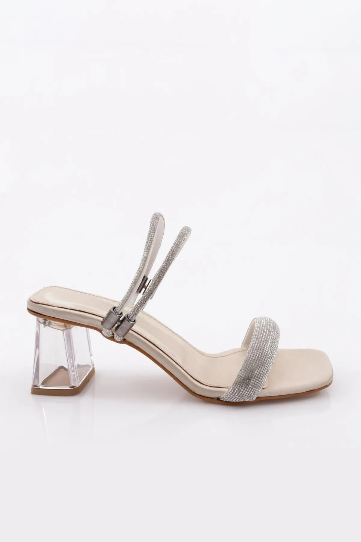 DGN  901 Damen-Sandalen mit quadratischem Zehenbereich und transparentem Absatz
