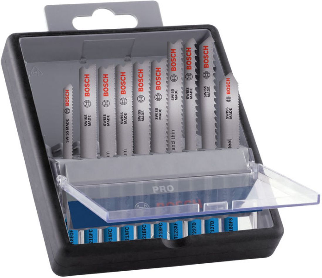 Bosch Blauw Accessoires 2607011942 PRO Metal en Alu Decoupeerzaagbladenset 92 mm in Robustline cassette 10-delig
