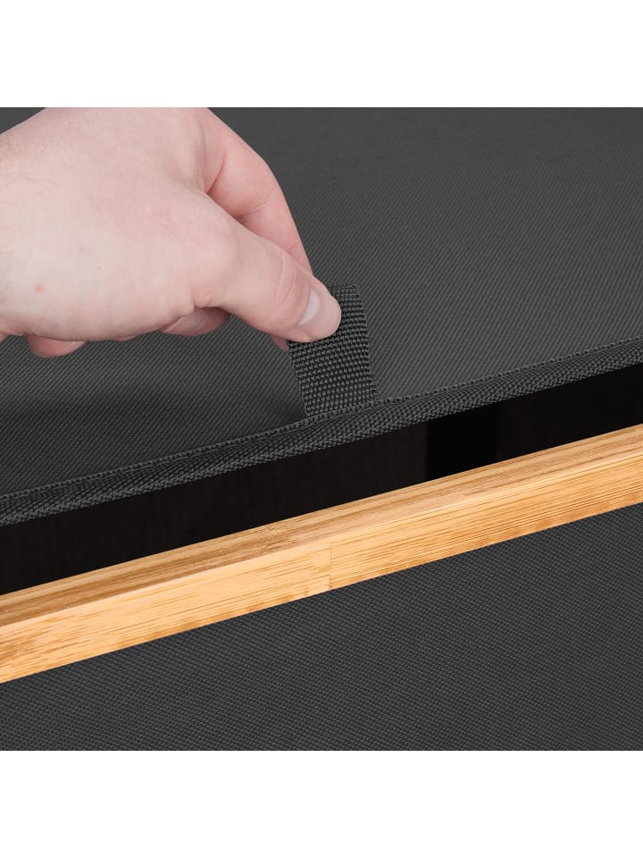 relaxdays Wäschekorb in Schwarz/ Natur - 105 l günstig kaufen onesize