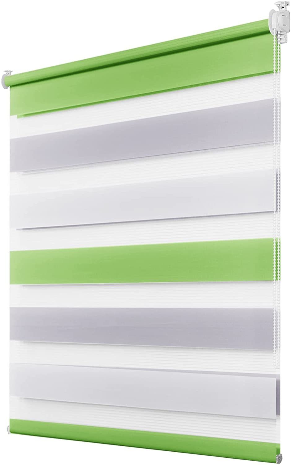 Doppelrollo Fensterrollos Ohne Bohren, Vkele, 130cm/160cm, klemmfix,klemmträger, Sonnenschutz, Lichtdurchlässig und Verdunkelnd.