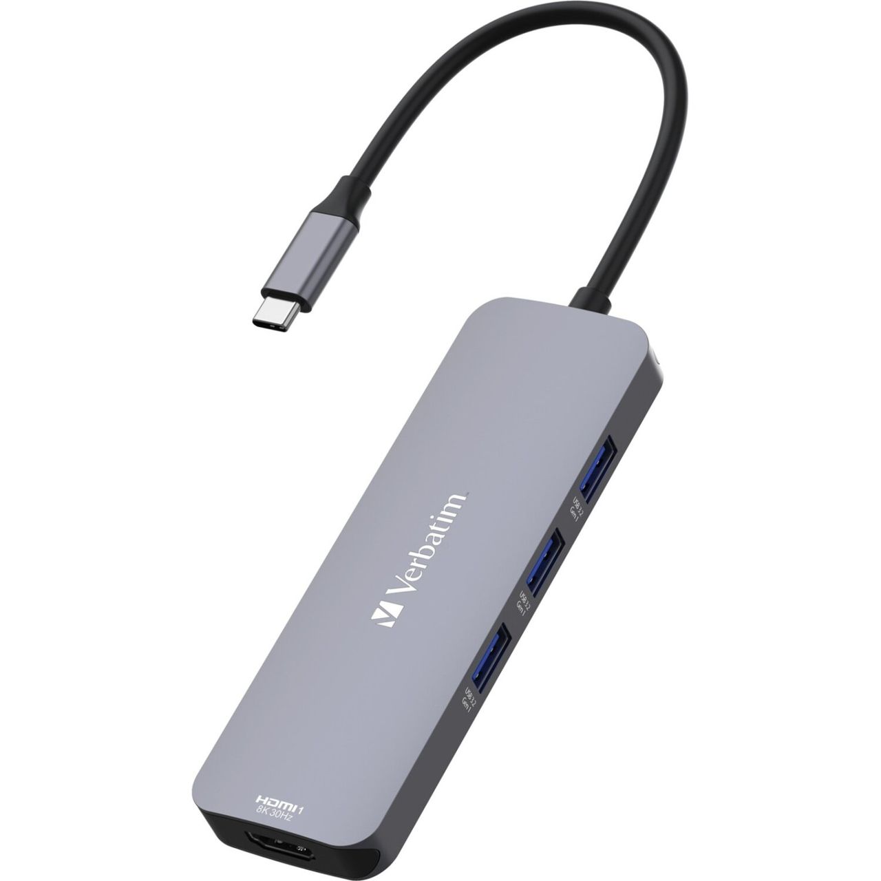 Verbatim Multiport-Hub CMH-08, 8 Port, 3x USB 3.2-A, USB 3.2-C, 2x HDMI 4K, SD, microSD, USB 3.1-C Kabel