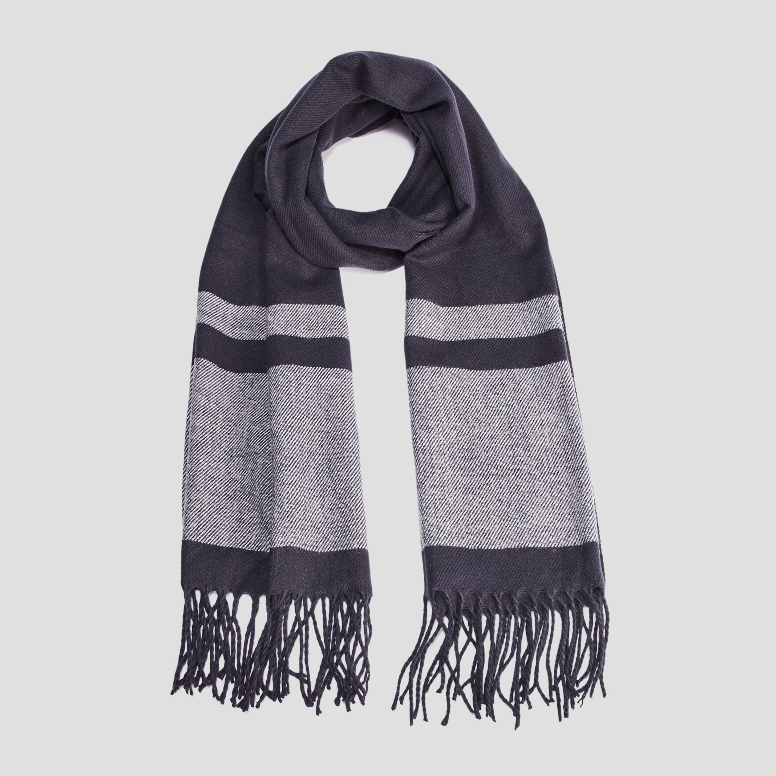 Écharpe avec franges bleu marine homme | La Halle