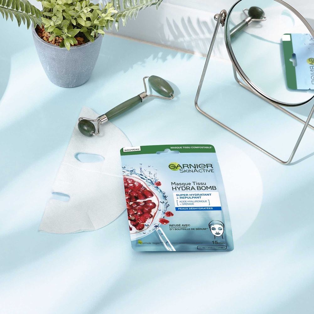garnier SkinActive HydraBomb Masque Tissu hydratant Grenade et Acidehyaluronique