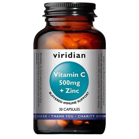 Viridian vitaminas C 500 mg su cinku, 30 kapsulių