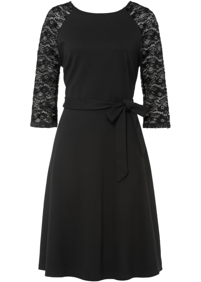 Jerseykleid mit Spitzenärmeln