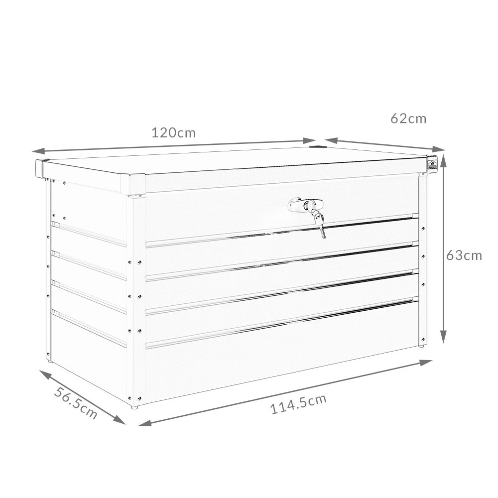 Gardebruk Auflagenbox Metall abschließbar 120 x 63 x 62cm anthrazit