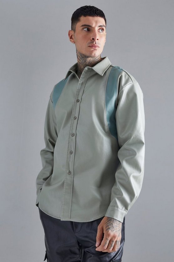 Overshirt mit PU-Einsatz