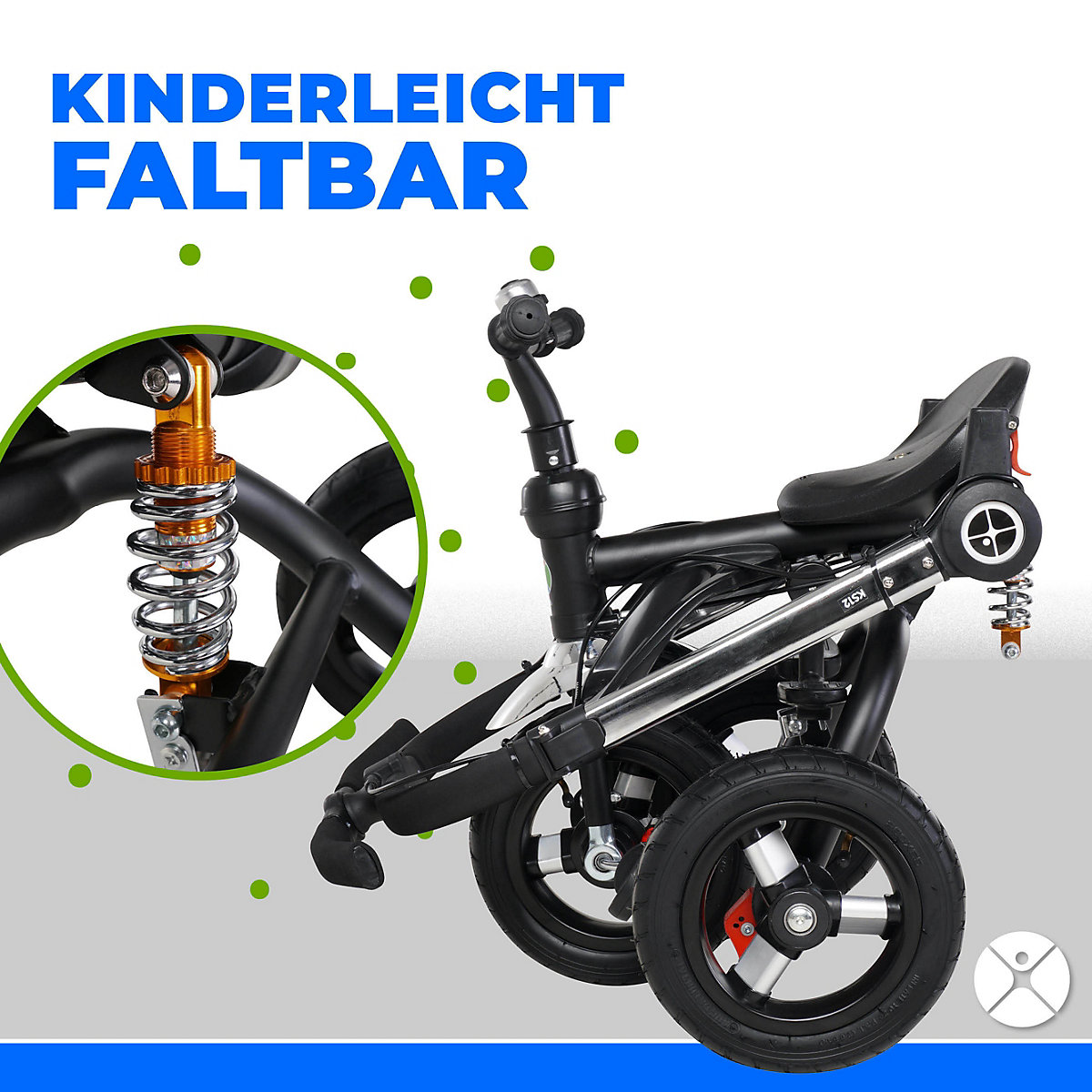 Kinderwagen Buggy Dreirad KSF12 Schieber - 7in1 Kinderdreirad mit Schubstange & Buggy