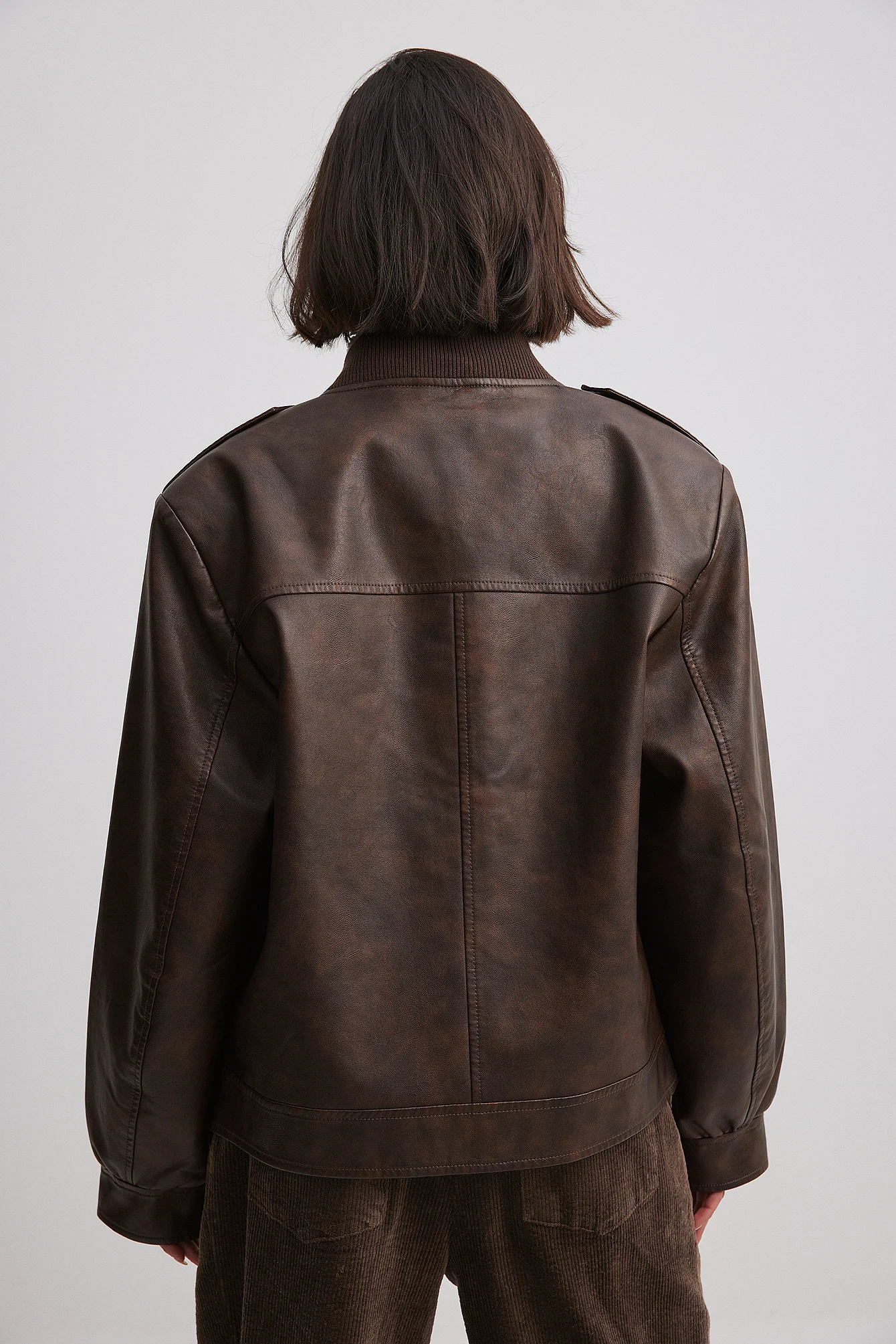 Oversized Pu Bomber Jacket