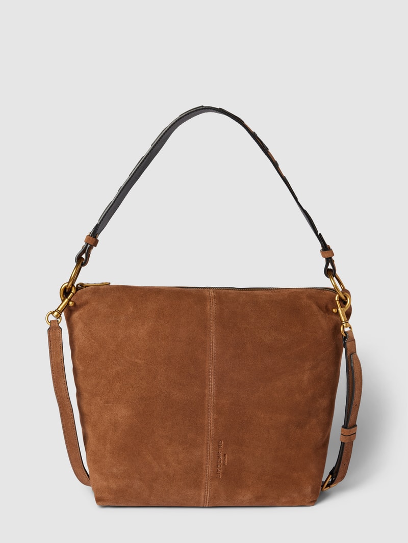 Hobo Bag aus Leder mit Label-Detail Modell 'AISSA SUEDE' in haselnuss braun