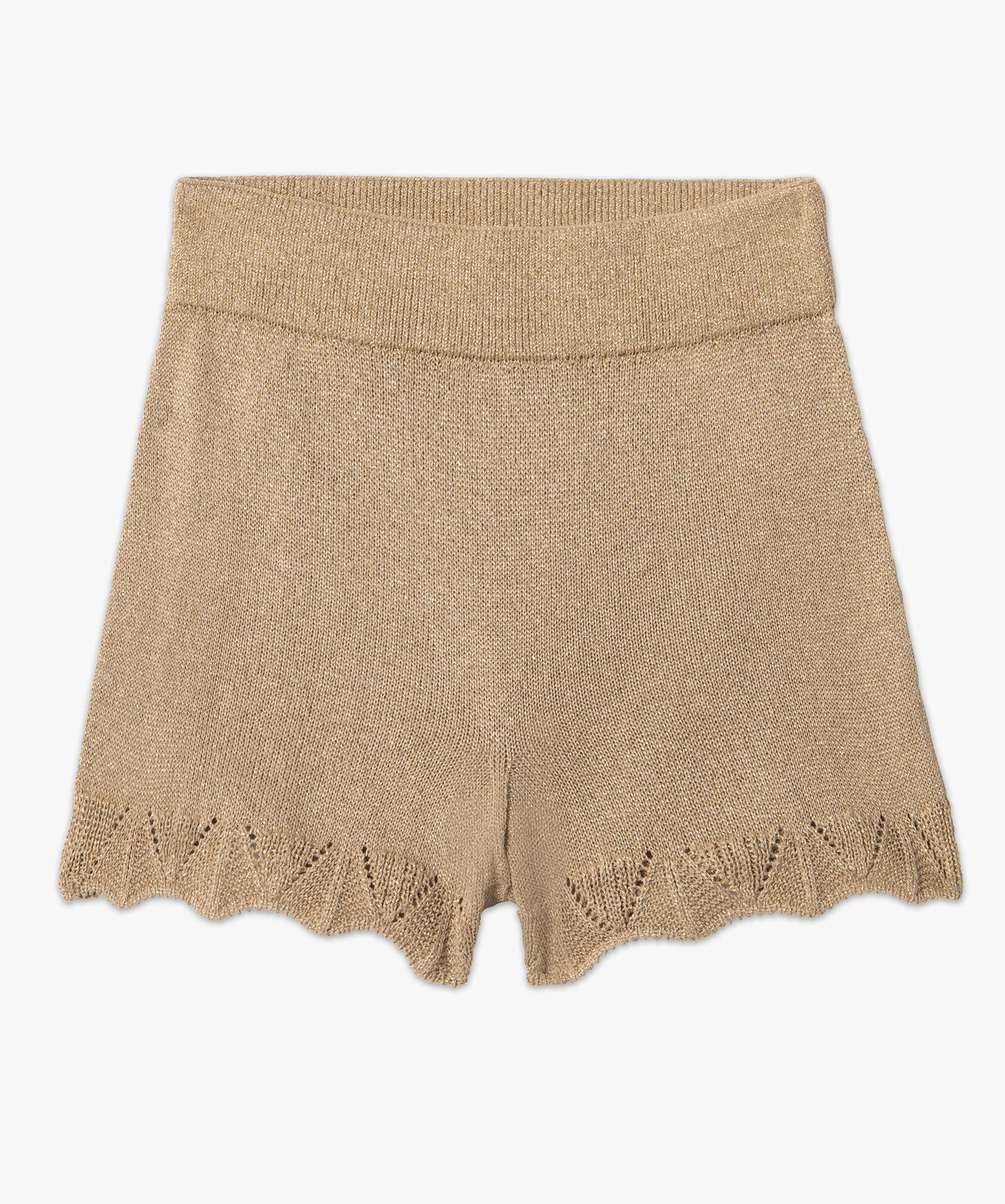 Short femme pailleté en maille 3D innovante beige | GEMO
