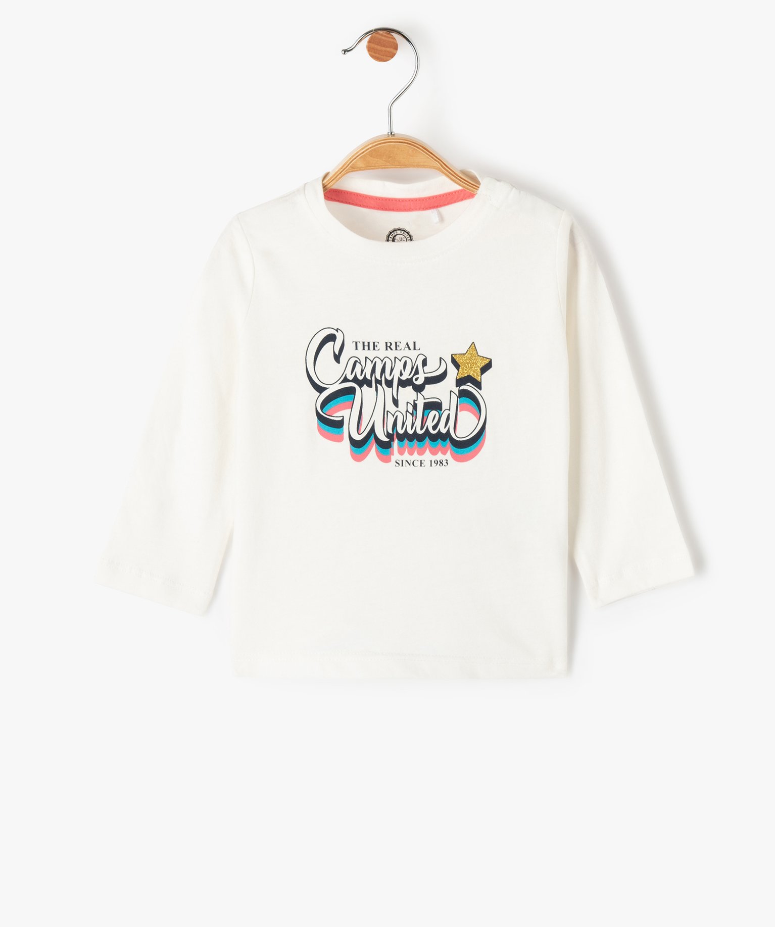 Tee-shirt bébé fille manches longues imprimé pailleté - ... ecru | GEMO