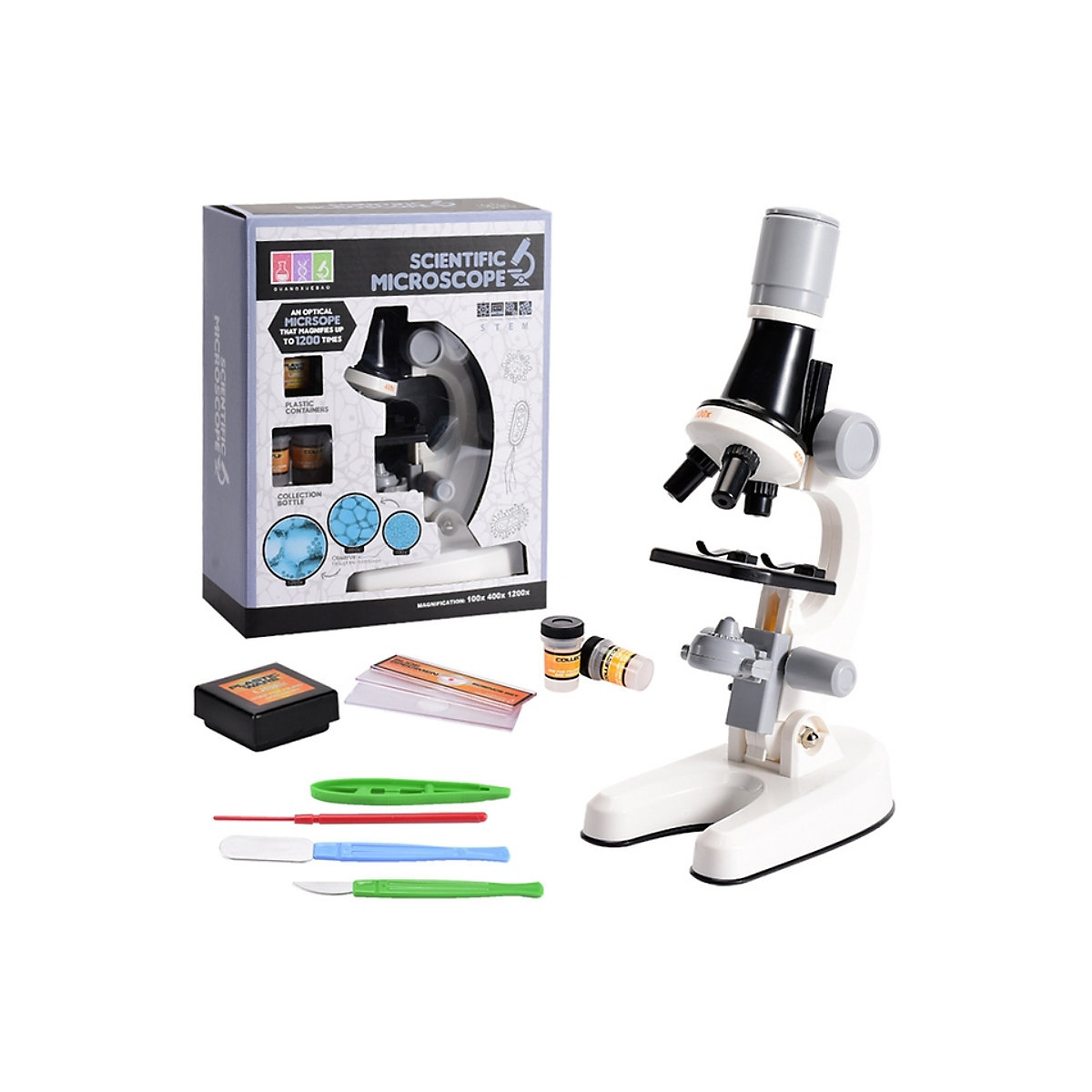 Zoom Kinder Mikroskop Biologie Labor LED Wissenschaftliches Experimentierset Spielzeug Mikroskop Spielzeug