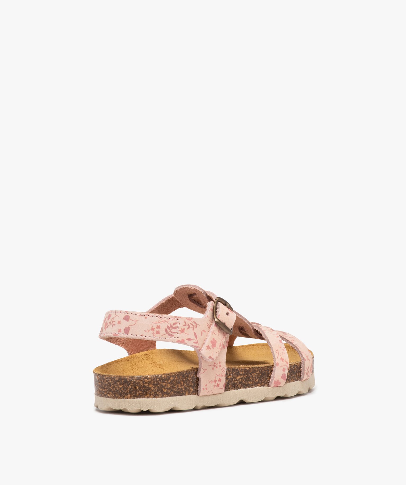 Sandales fille dessus en cuir velours à motifs fleuris et bride à boucle - NA!