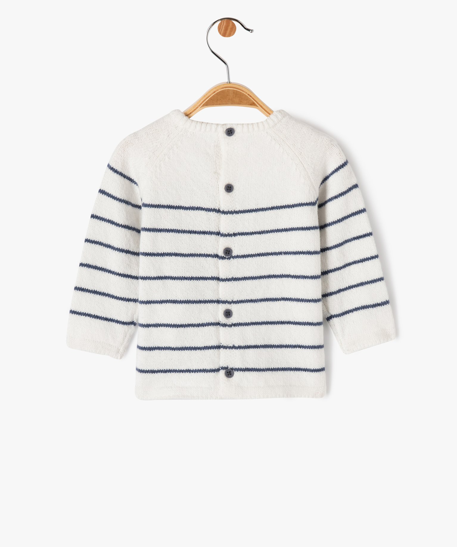 Pull rayé à dos boutonné bébé - LuluCastagnette gris | GEMO