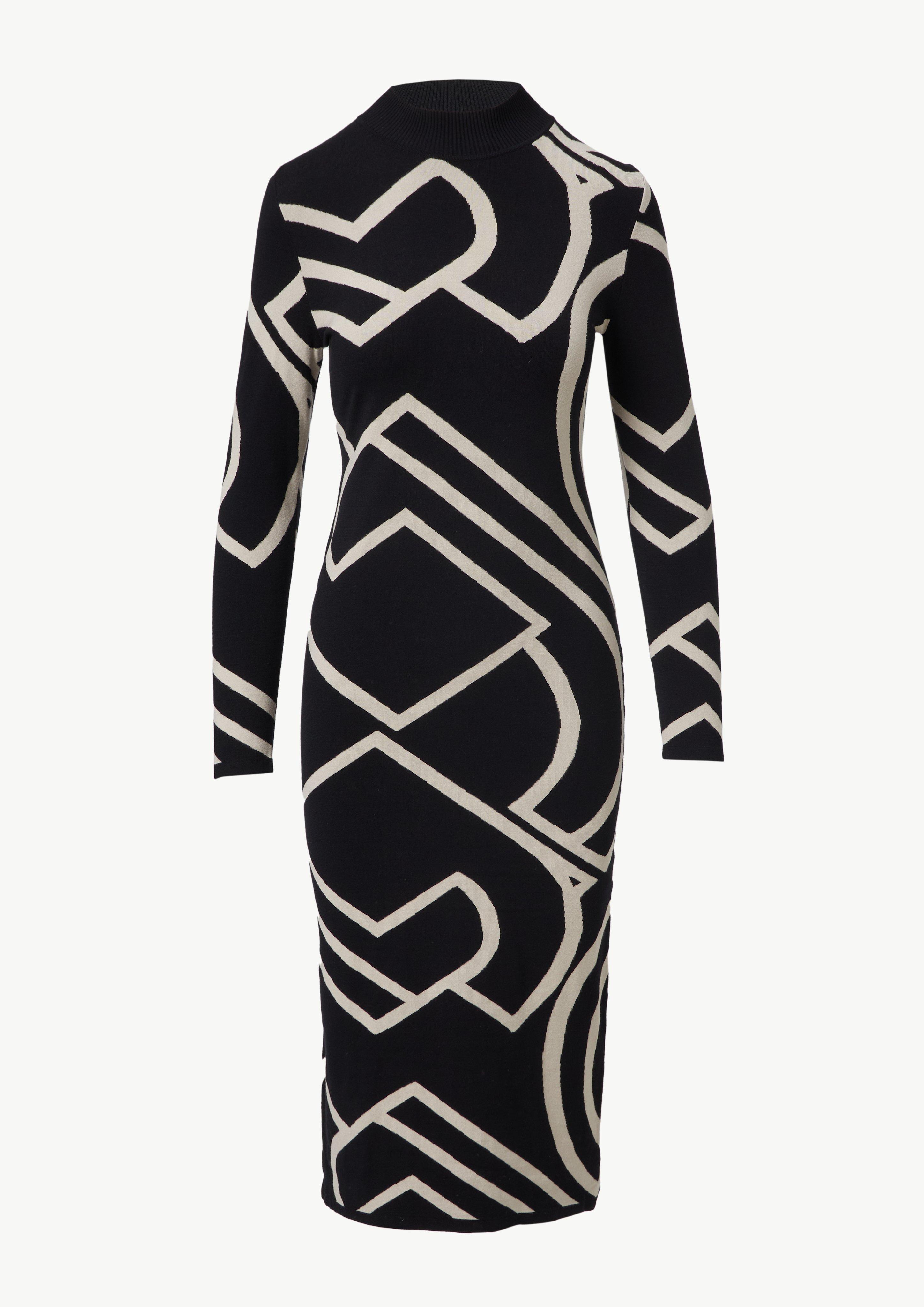 Jacquard-Kleid mit Logo-Design - schwarz