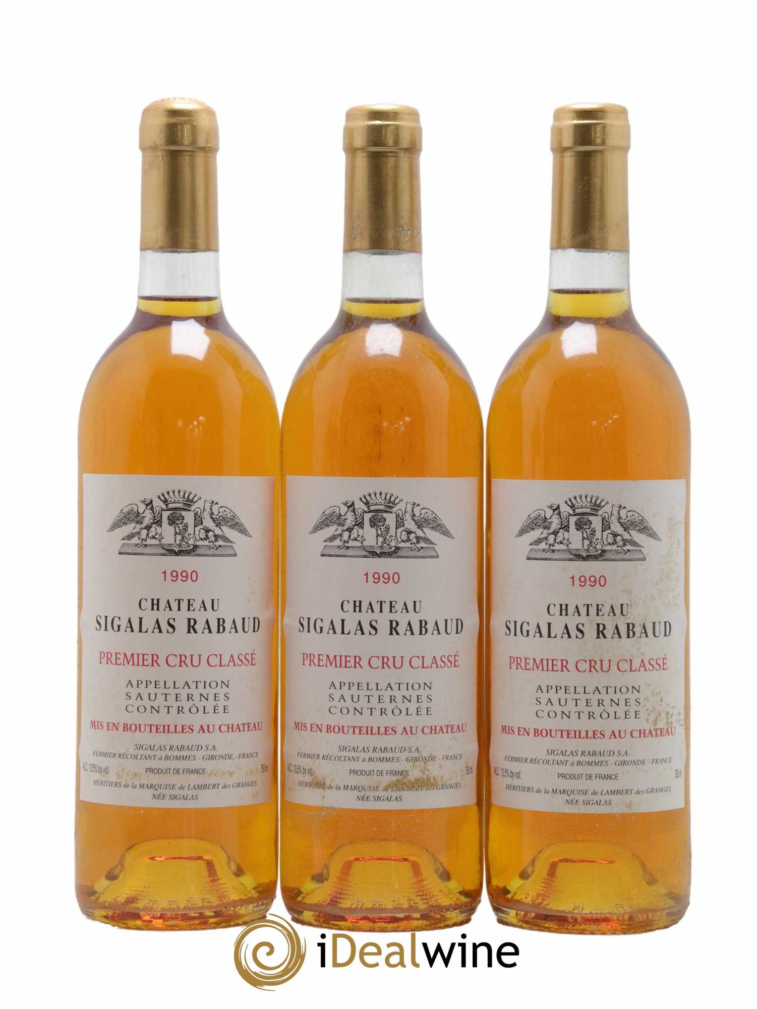 Château Sigalas Rabaud 1er Grand Cru Classé  1990 - Lot de 12 Bouteilles