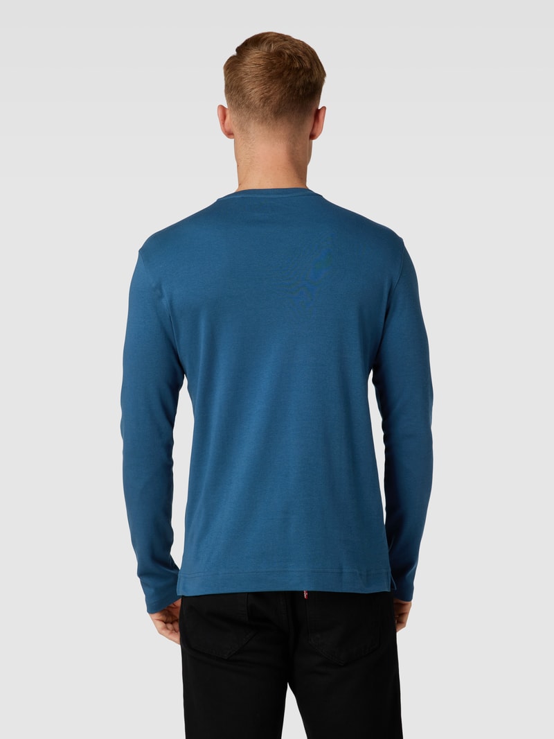 Longsleeve mit geripptem Rundhalsausschnitt in petrol