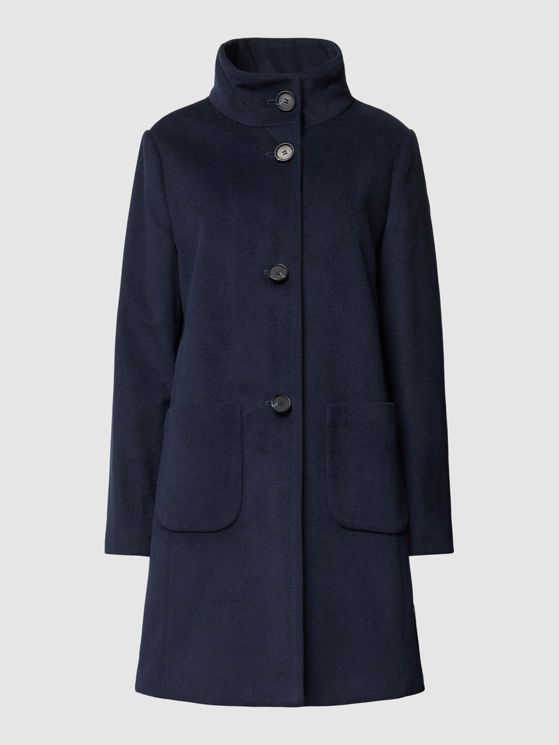 Kurzmantel mit Stehkragen und Eingrifftaschen in marineblau