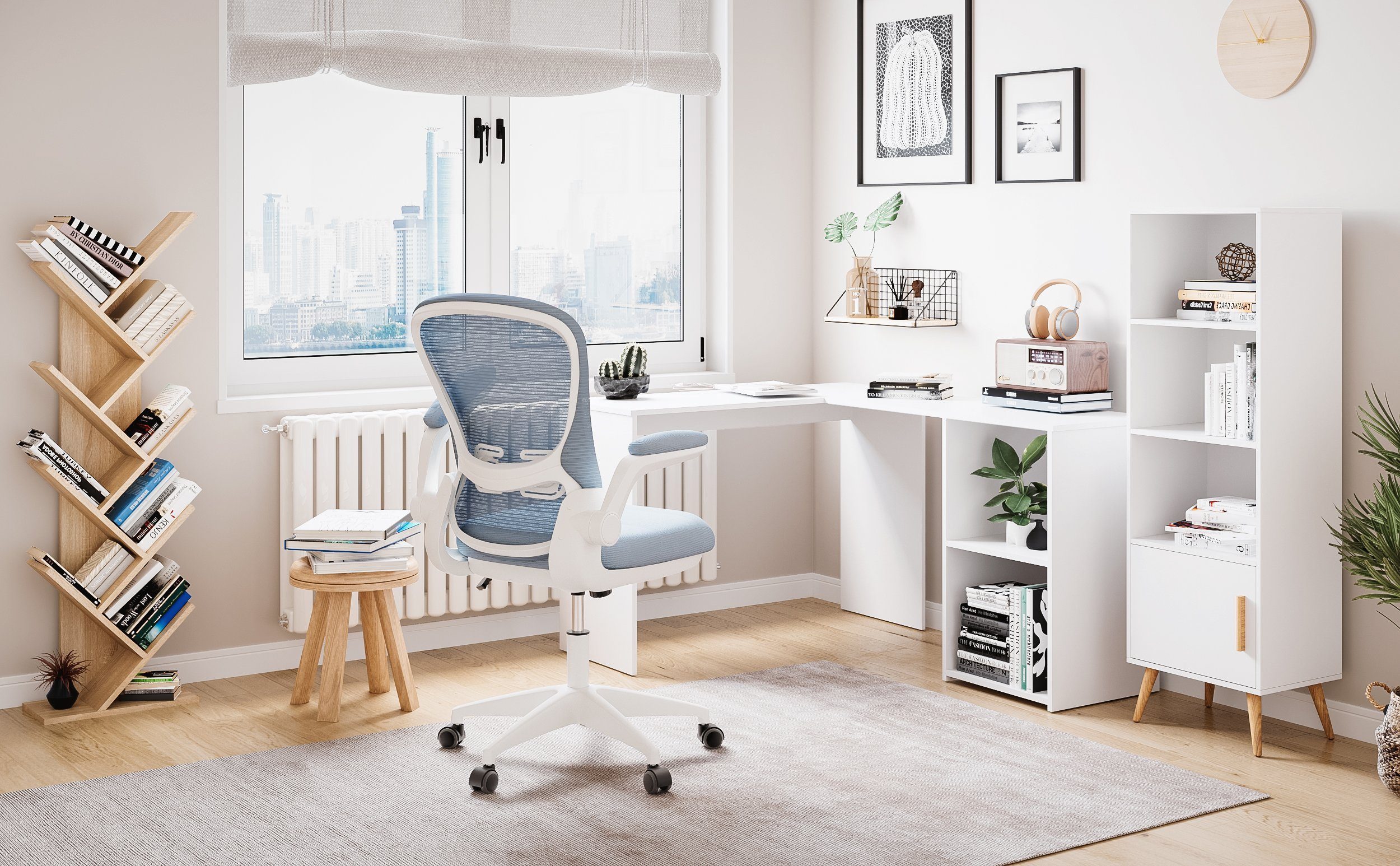 Mondeer Bücherregal in Baumform aus Holz Bücherschrank, Würfelregal exquisites 9 lagiges, einfaches Design und Platzsparen
