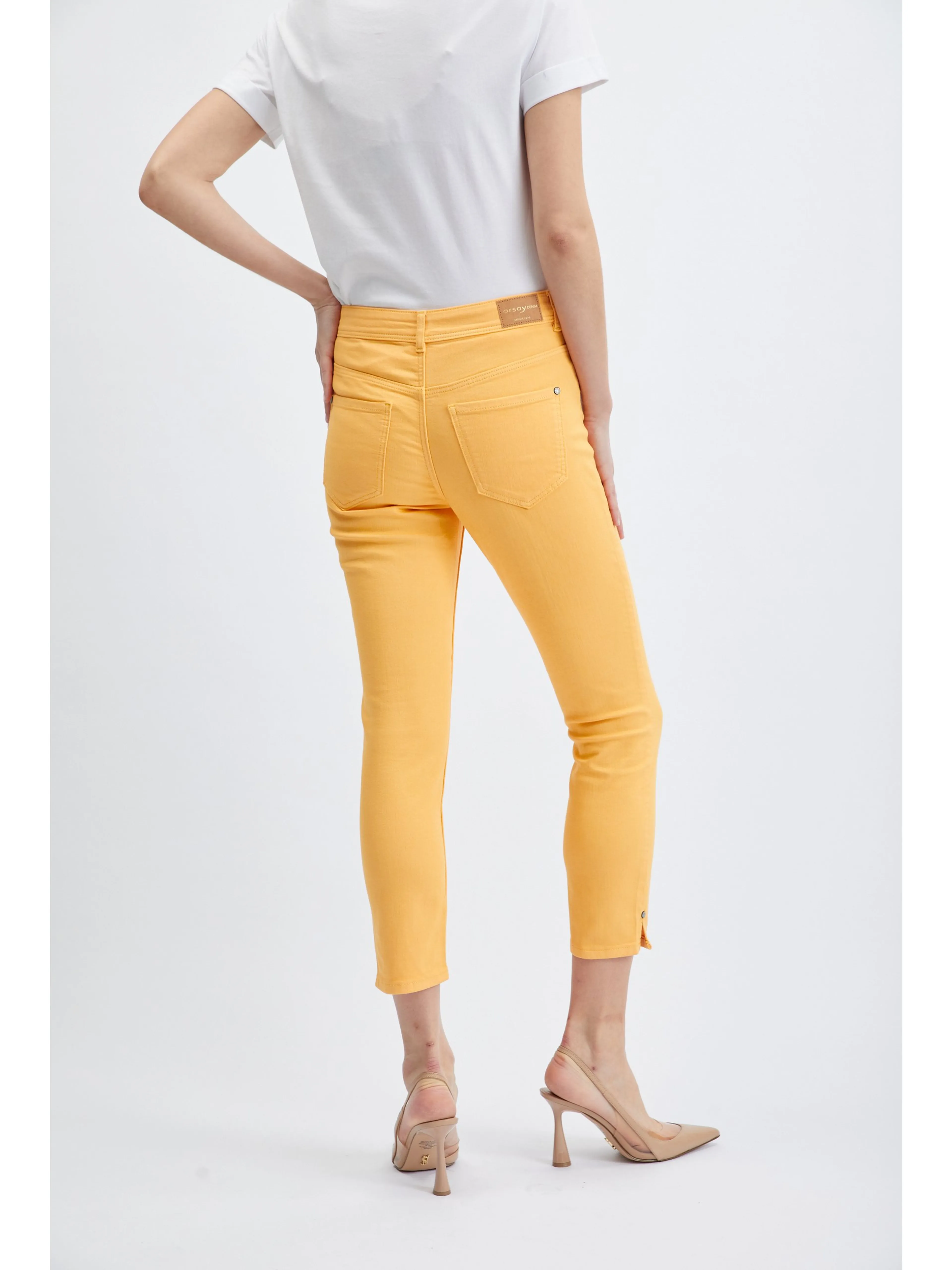Orangefarbene Damen-Cropped Skinny Fit Jeans ORSAY
