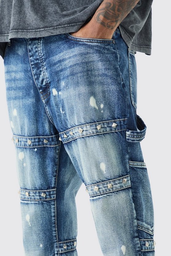 Plus Slim-Fit Schlagjeans mit verziertem Riemchen-Detail