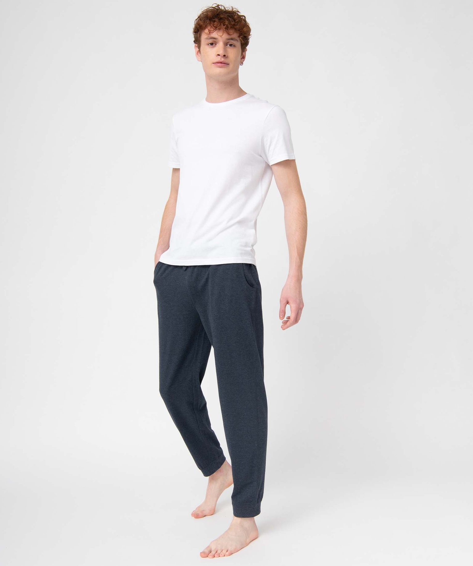 Pantalon de pyjama homme en jersey à taille élastique bleu fonce | GEMO