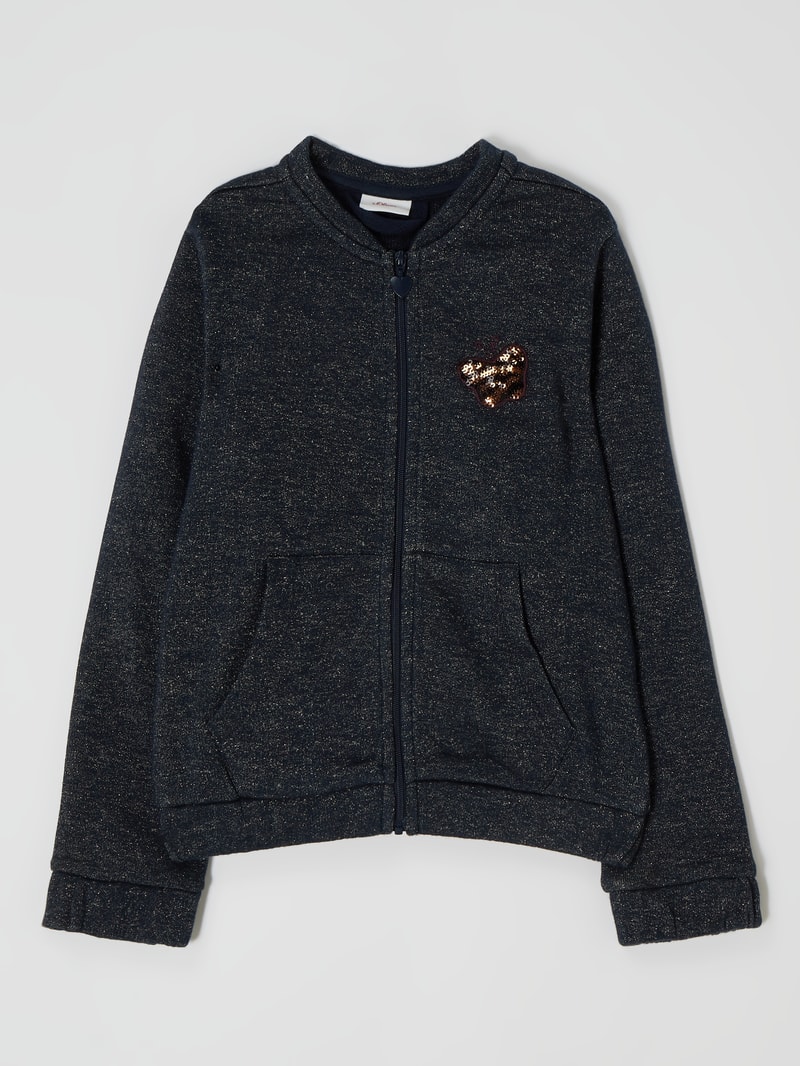 Sweatjacke mit Effektgarn in marineblau