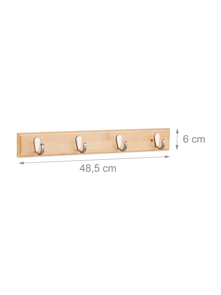 relaxdays Hakenleiste 4 Haken in Natur günstig kaufen onesize