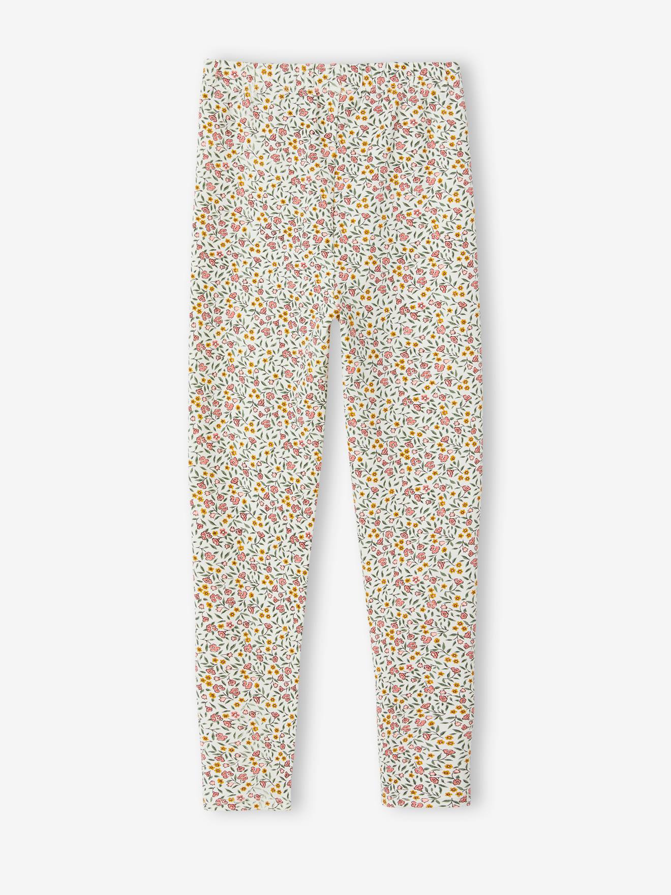 Vertbaudet Mädchen Leggings - wollweiß mehrfarbig geblümt
