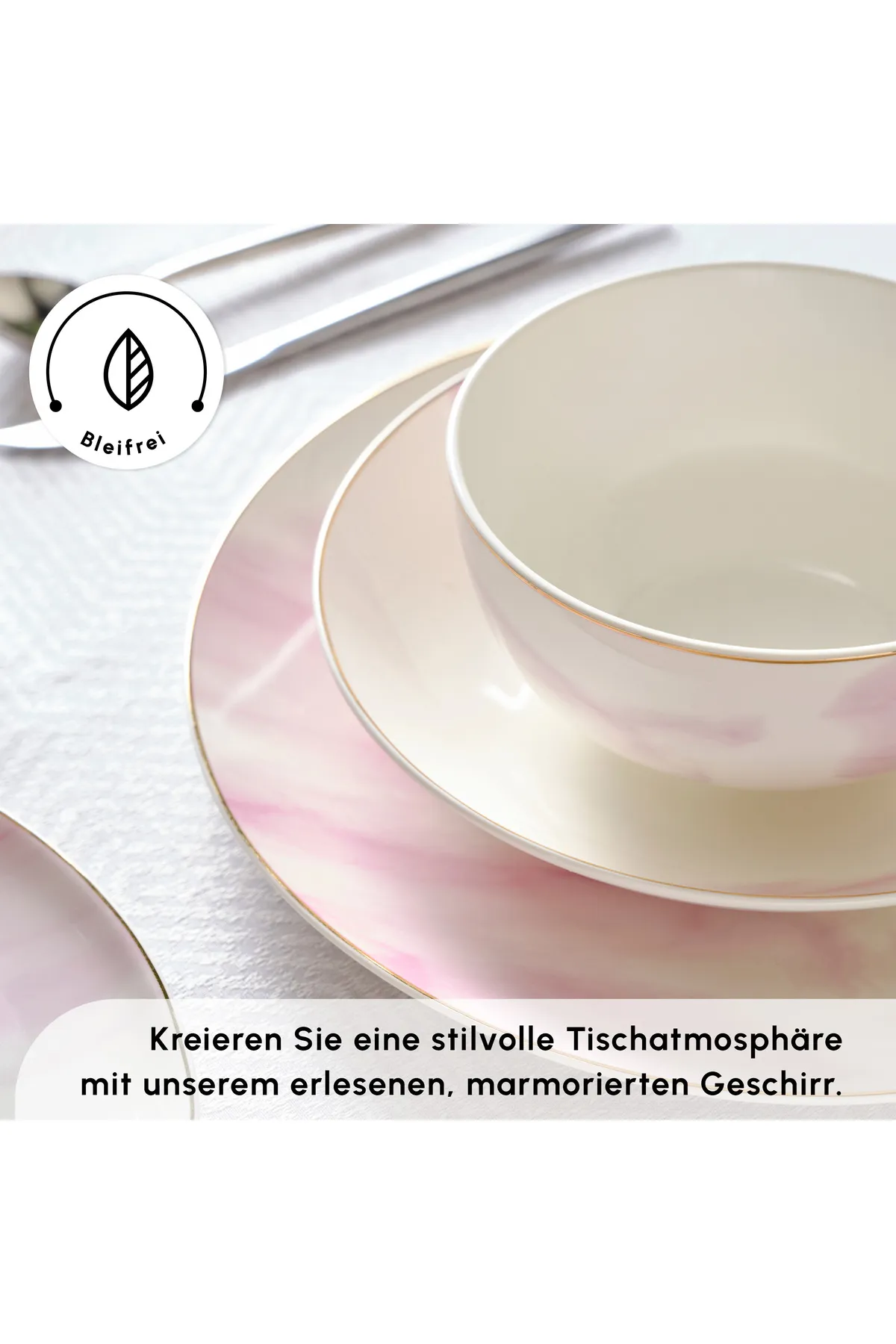 Karaca  Ria New 39-teiliges Geschirrset für 12 Personen, lila - Elegantes Porzellangeschirr mit 12 Es