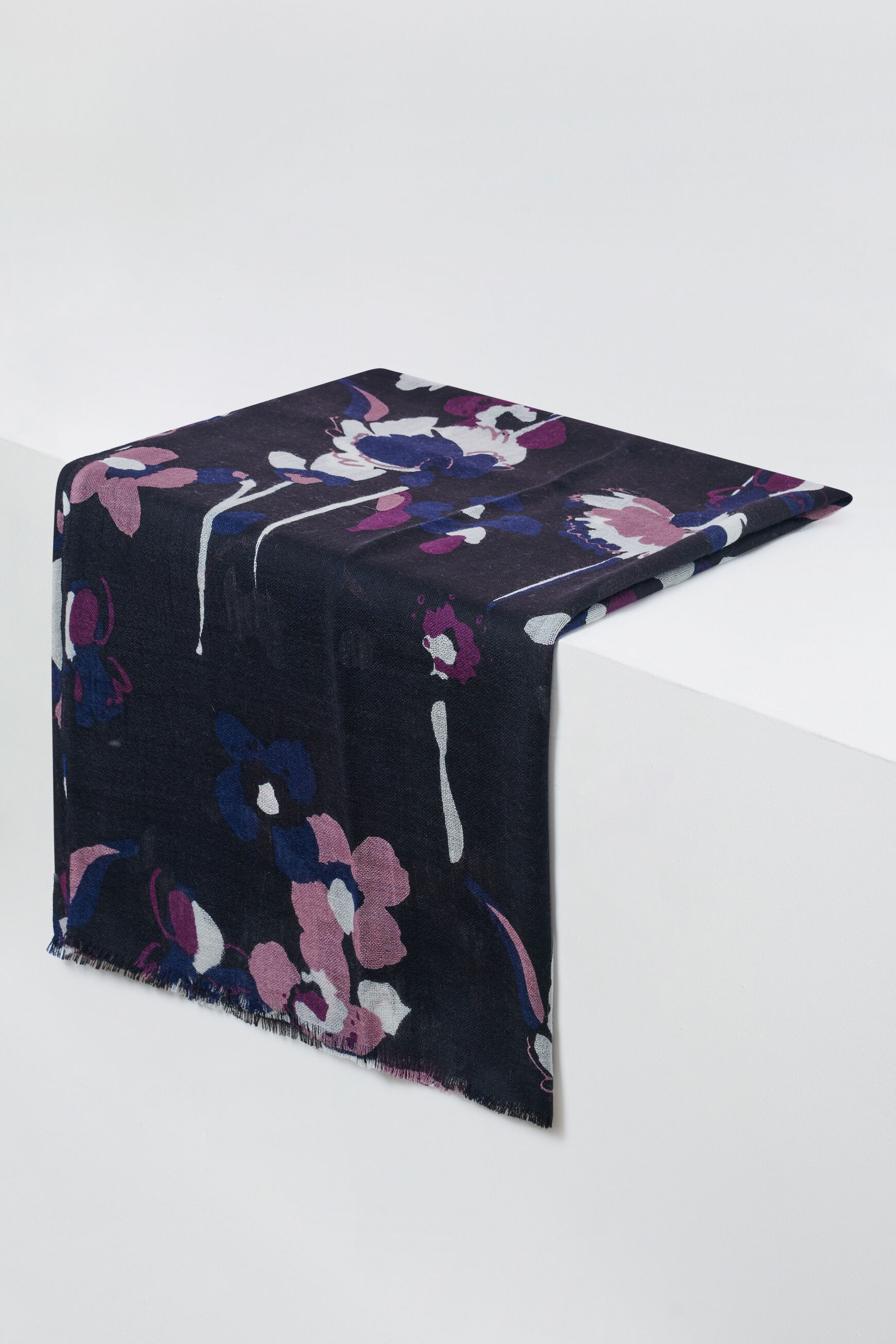 foulard platine 100% laine noir femme