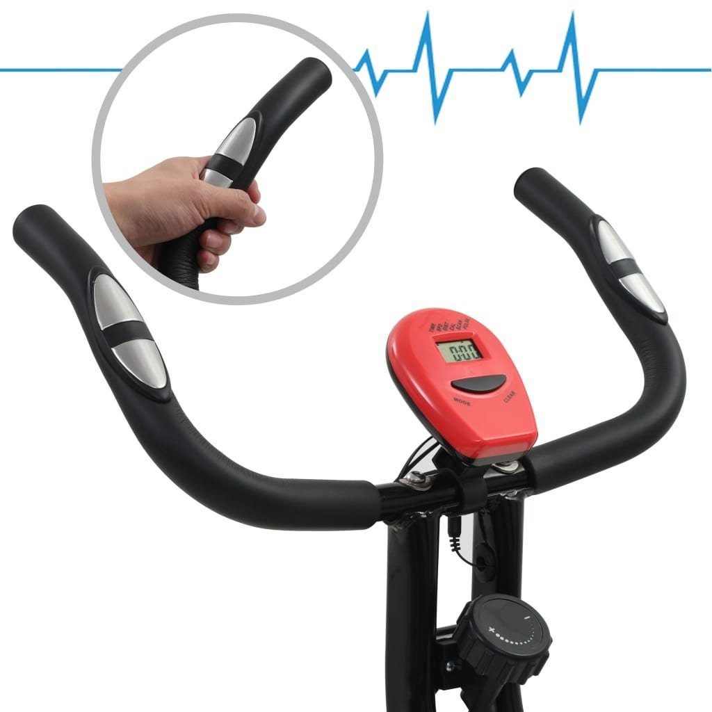 vidaXL Heimtrainer Magnetischer Heimtrainer X-Bike mit Pulsmessung Schwarz Rot