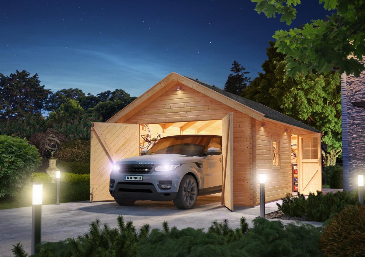 Woodfeeling Blockhausgarage 40 mm ohne Schindeln