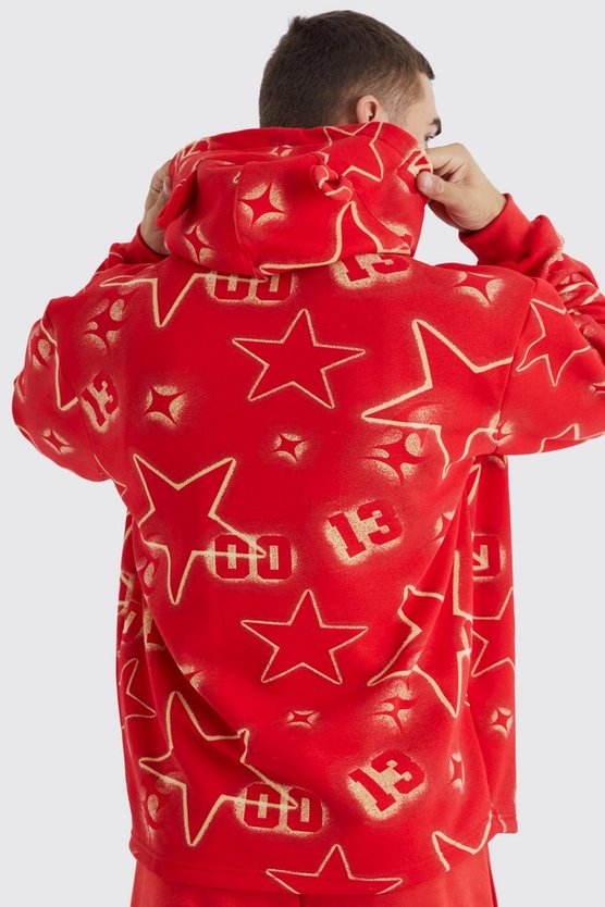 Oversize Hoodie mit Graffiti-Ohren