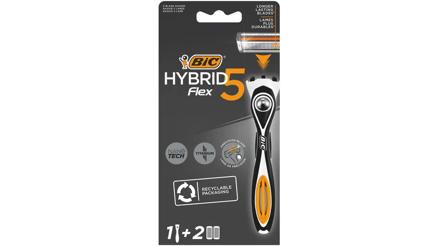 BIC Hybrid 5 Flex 5-Klingen Rasierer + 2 Klingen