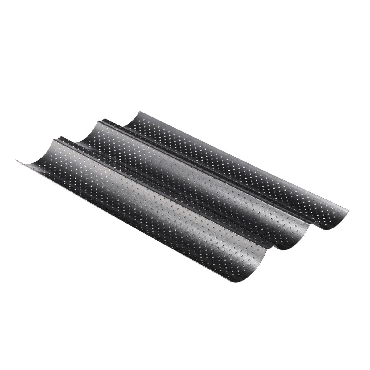 GAUMENKICK Baguetteblech Baguetteblech für 3 Brote - Ideal für Knoblauch-/Kräuterbaguett - 38cm, Stahl