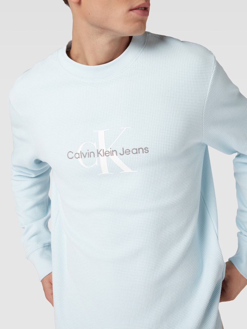 Longsleeve in Waffelstruktur Modell 'ARCHIVAL' in hellblau