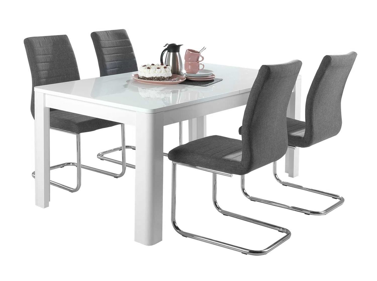 Home4You Freischwinger Schwingstuhl, Dunkelgrau, Webstoff, Metallgestell, mit Quersteppung