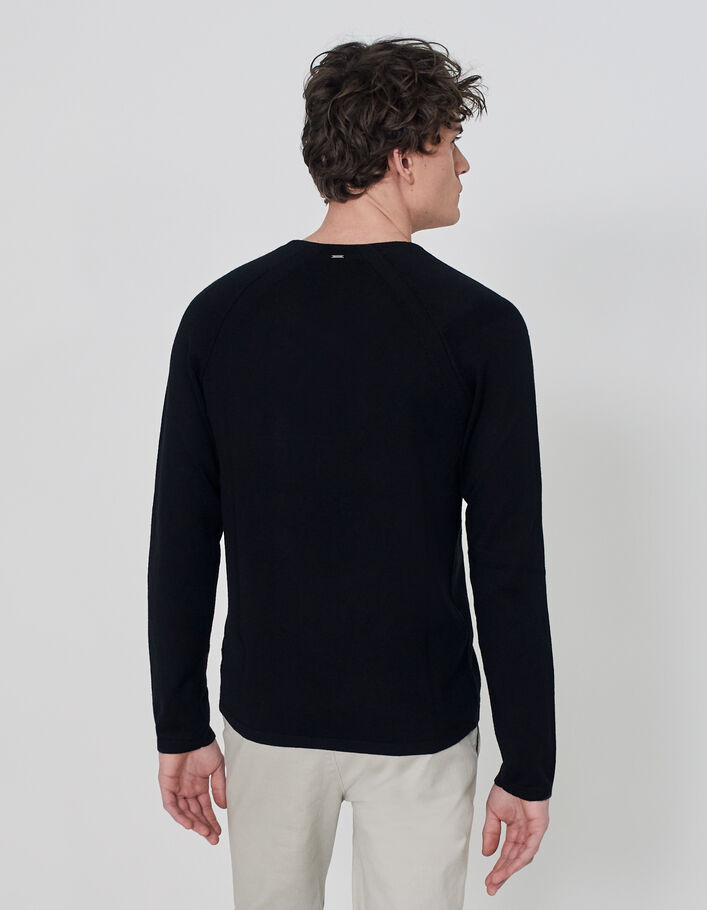 Pull noir tricot à col V Homme
