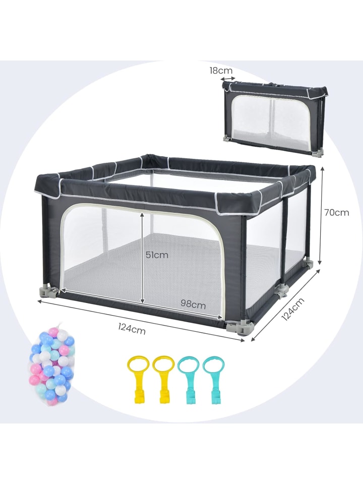 COSTWAY Laufgitter 124 x 124cm in Anthrazit günstig kaufen onesize
