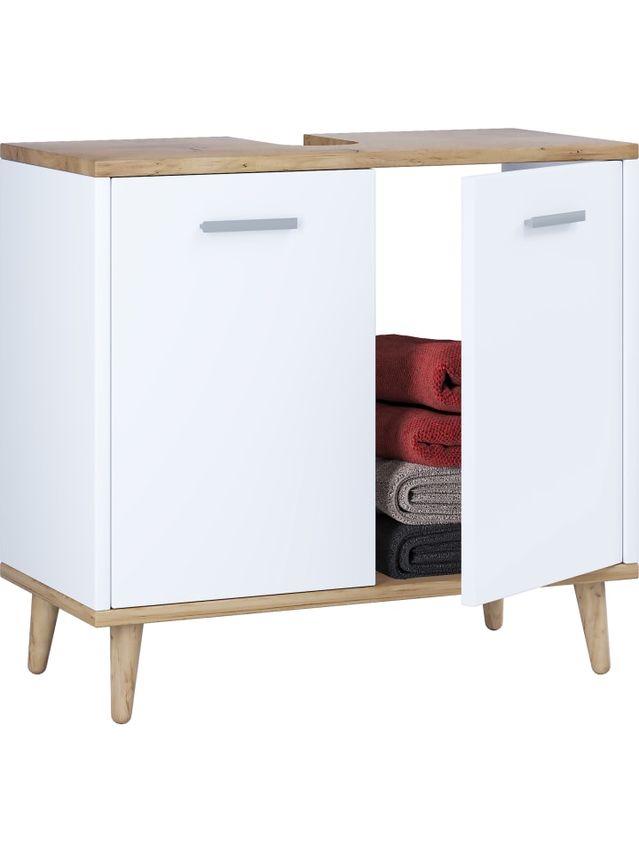VCM  Holz Badmöbel Badunterschrank Waschbecken Landos in Weiß / Honig-Eiche günstig kaufen onesize