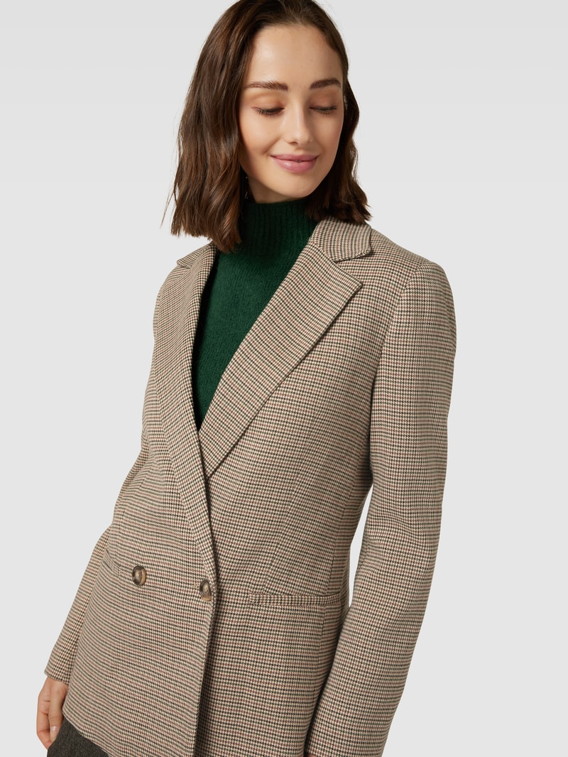 Blazer mit Hahnentrittmuster Modell 'CHARLOTT' in mittelbraun