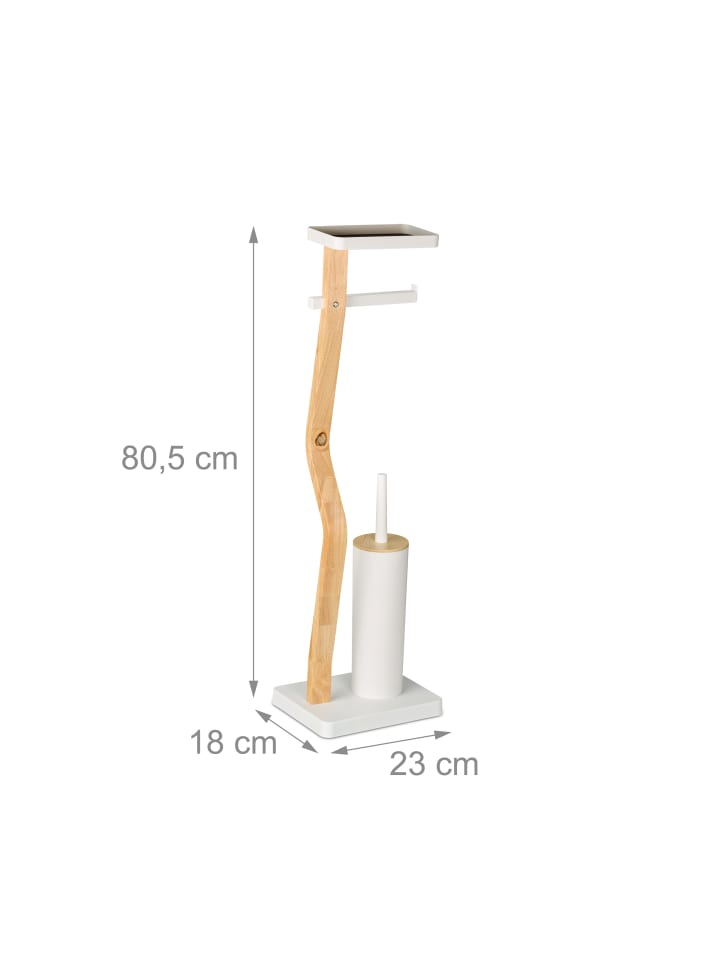 relaxdays WC Garnitur in Weiß/ Natur - (B)23 x (H)80,5 x (T)18 cm günstig kaufen onesize