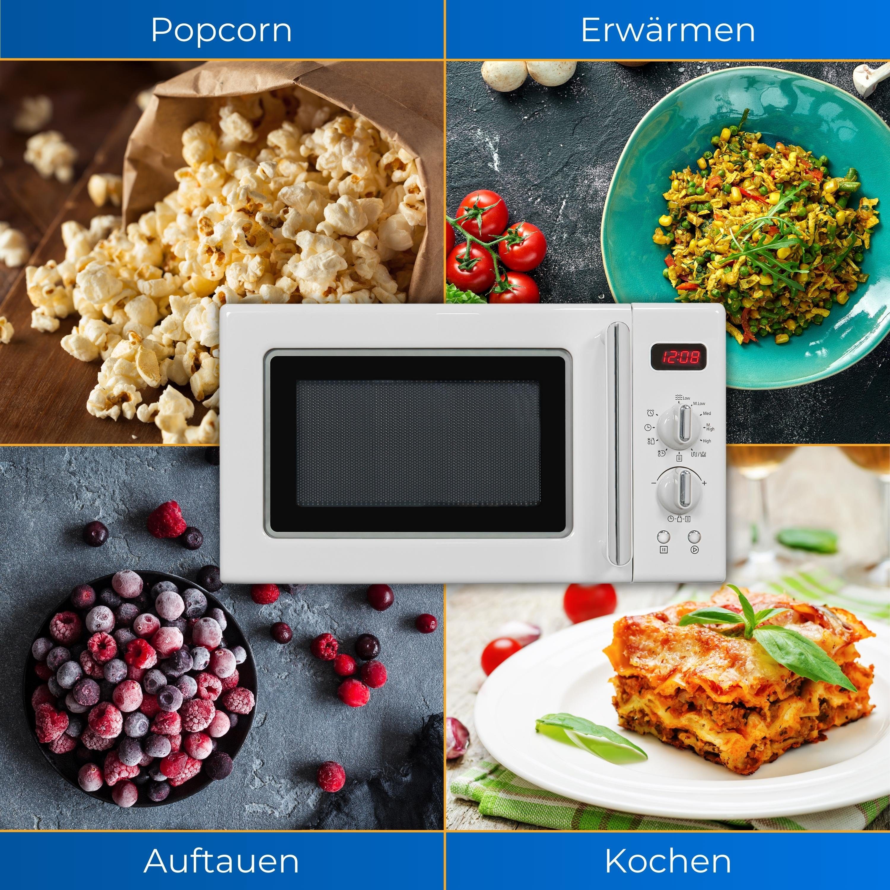 exquisit Mikrowelle RMW720-3G DIG, Grill, Mikrowelle, 20,00 l, attraktives Retro-Design mit praktischer Grillfunktion und Display